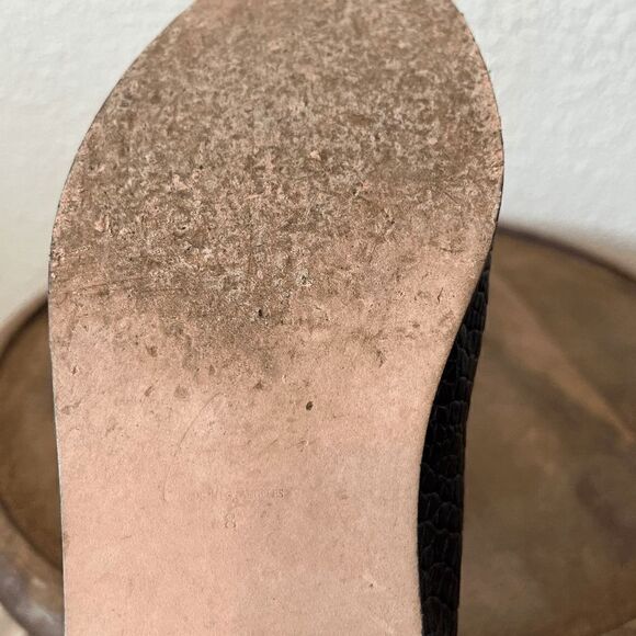 Lou Black Crocodile Embossed Leather Calf Suede Frankie Loafers Women's Size 8 - Picture 8 of 10